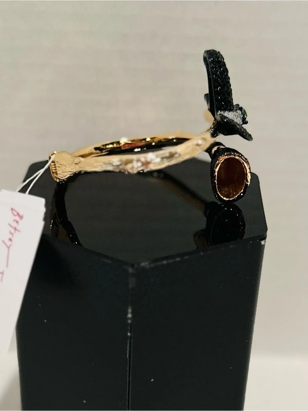 Betsey Johnson NWT Black Crystal Witch Hat Bypass Bracelet